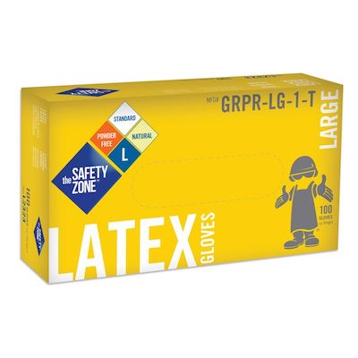 Large Powder Free LATEX Gloves, Box of 100